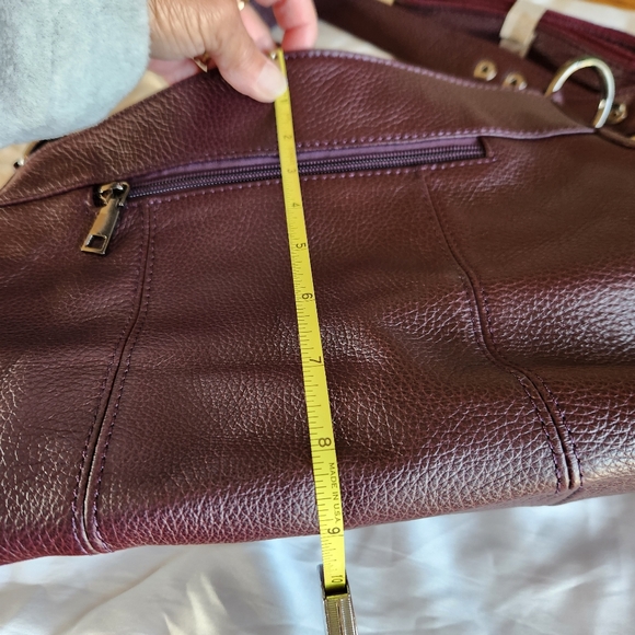 Burgundy leather handbag - Picture 2 of 7